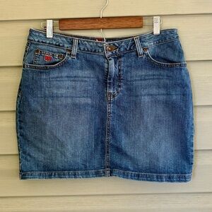 NFL Blitz mini Jean skirt Atlanta Falcons sz 12 denim EUC women’s football cute